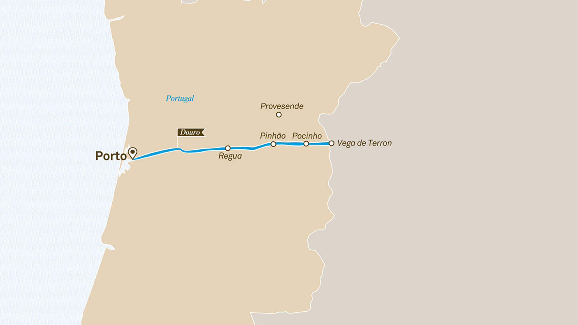 A map of Douro River, Portugal