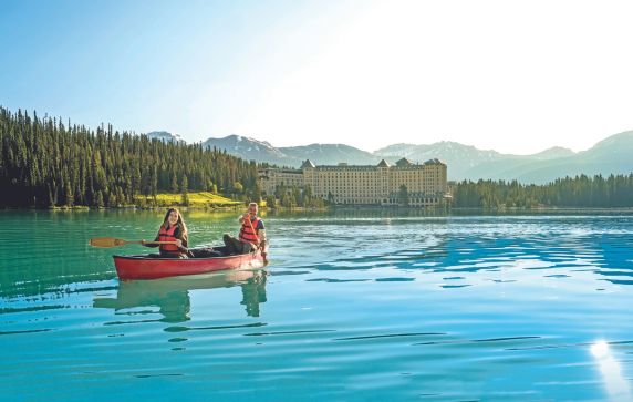 Kayakers on Lake Louise