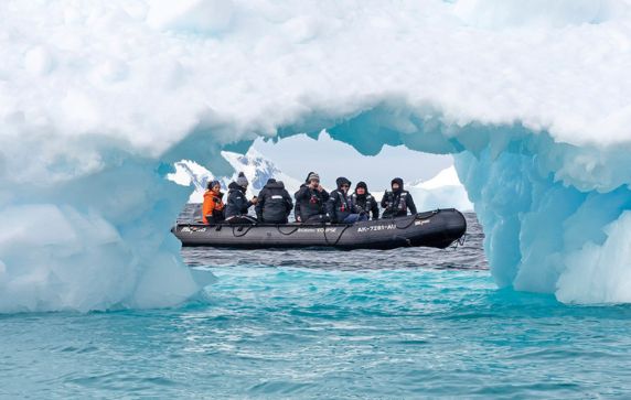 Scenic Eclipse guests exploring Antarctica via a Zodiac expedition