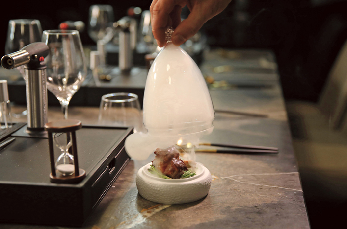 Fine dining dish being served