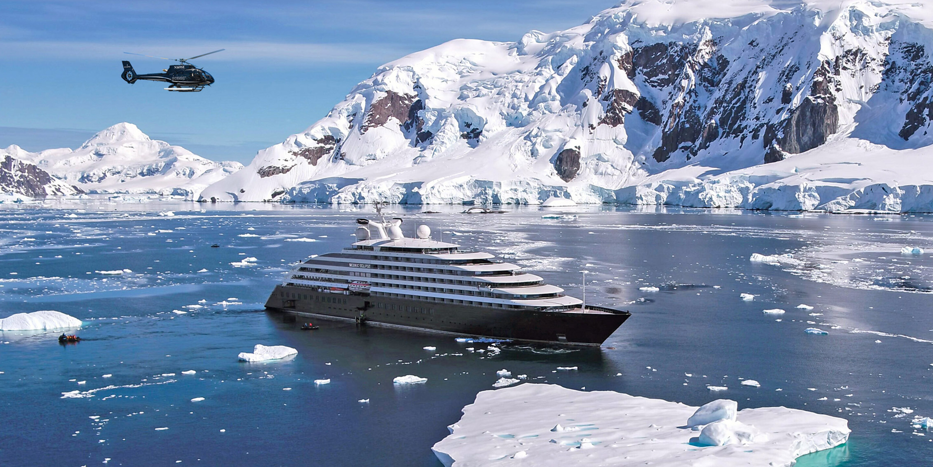 Scenic Eclipse cruising Paradise Bay, Antarctica