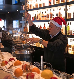 Scenic Eclipse bartender at Christmas