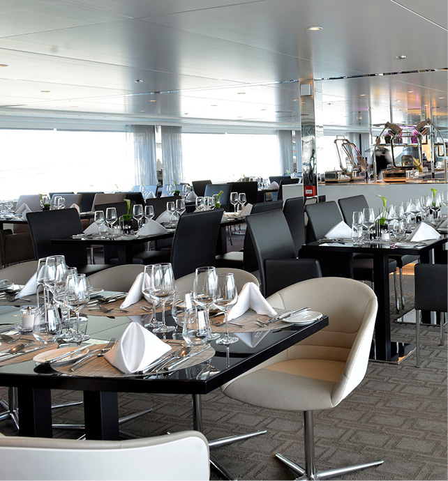 Crystal Dining Restaurant on board a luxury river cruise ship