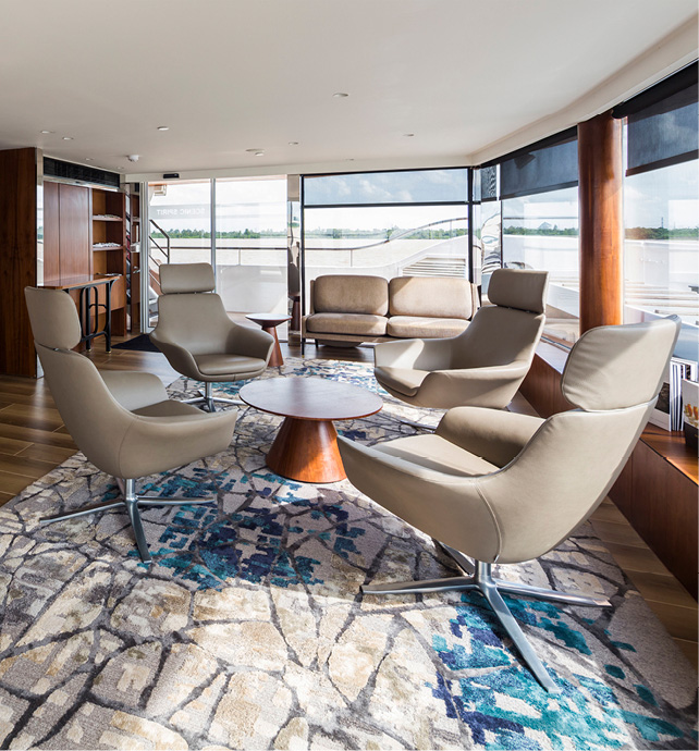 Library on board a luxury river cruise ship