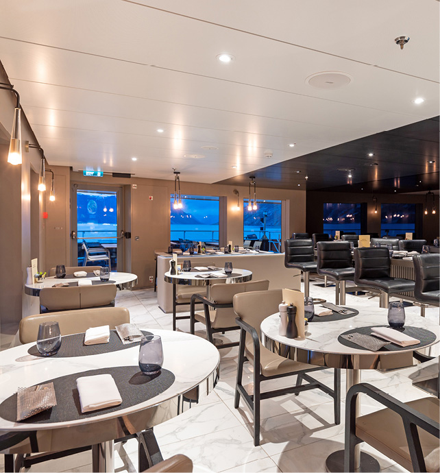 Azure Bar Cafe on board an ultra-luxury discovery yacht