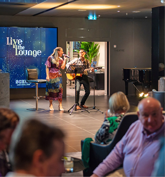 Lounge area on board an ultra-luxury discovery yacht