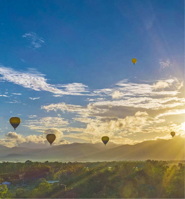 Hot air balloons flight over the Atherton Tablelands