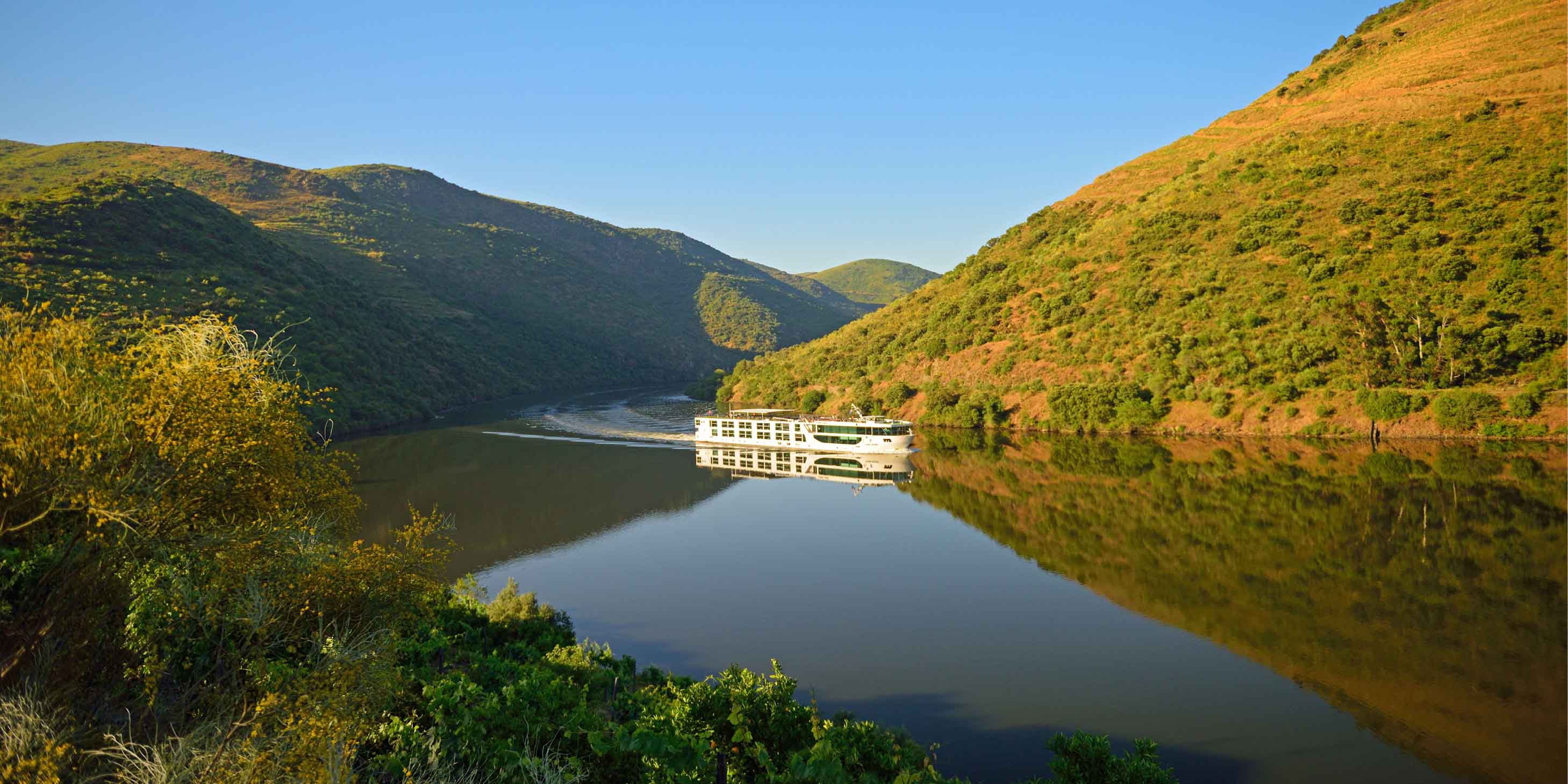 luxury river cruise ship sailing down the Douro river